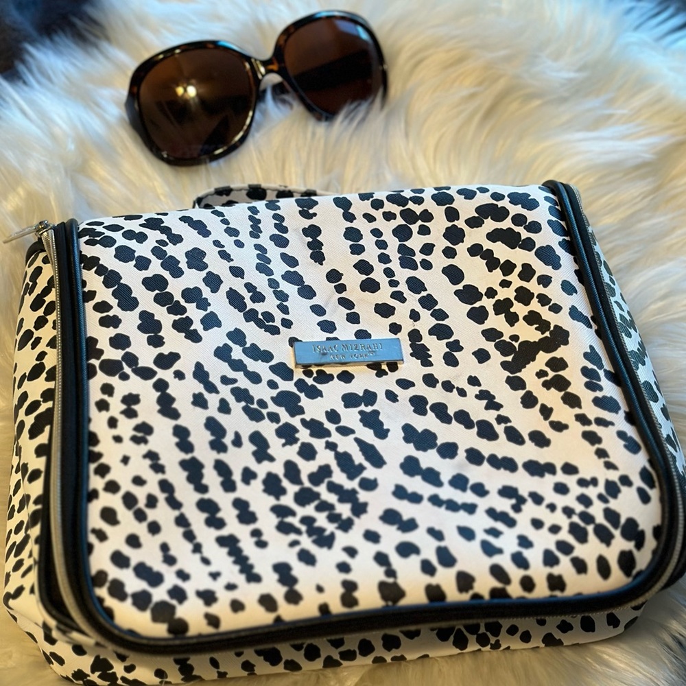 Isaac Mizrahi Black & White Animal Print Makeup Bag - Picture 5 of 17